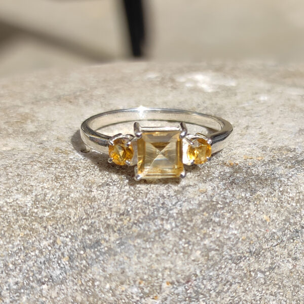 Silver Citrine Birthstone Ring SHR03