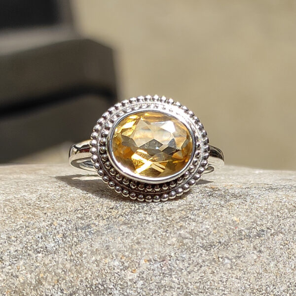 Citrine Birthstone Silver Ring SHR03