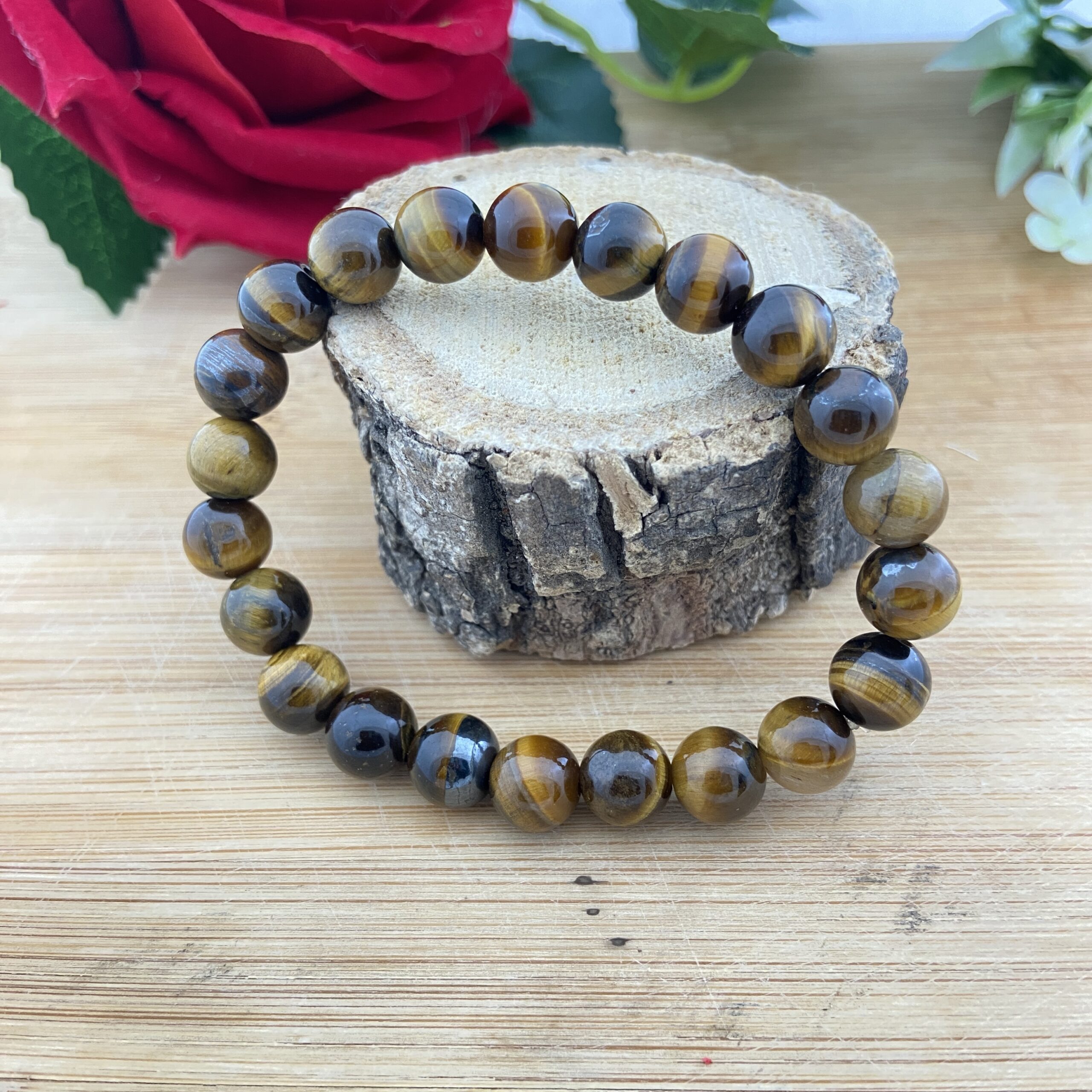 Natural Tiger's Eye Beaded Bracelet Handmade Jewelry - Image 2