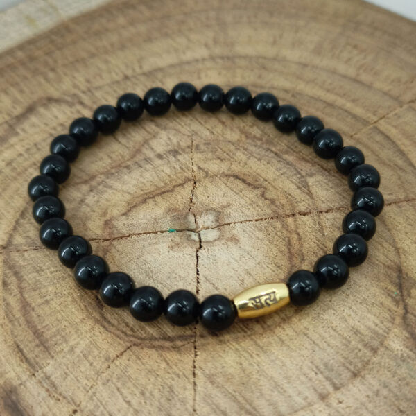 Black Onyx Beads Bracelet | 925 Silver Charm | SHB01 - Image 3