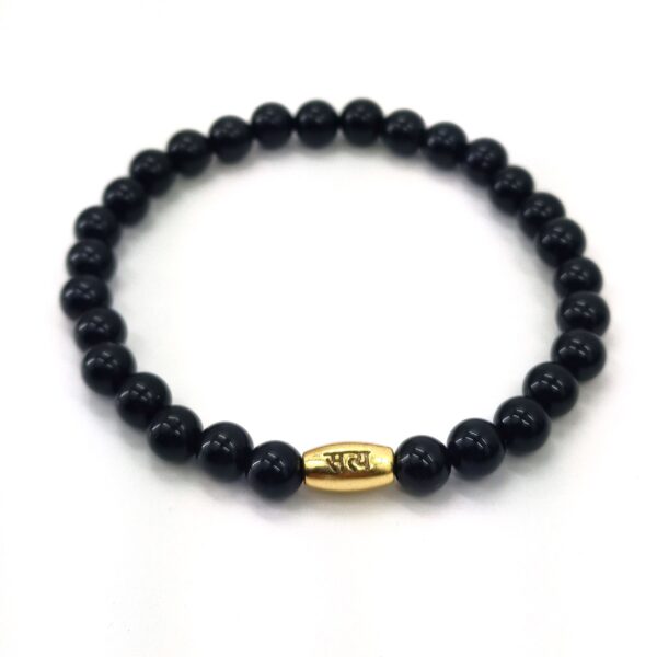 Black Onyx Beads Bracelet | 925 Silver Charm | SHB01