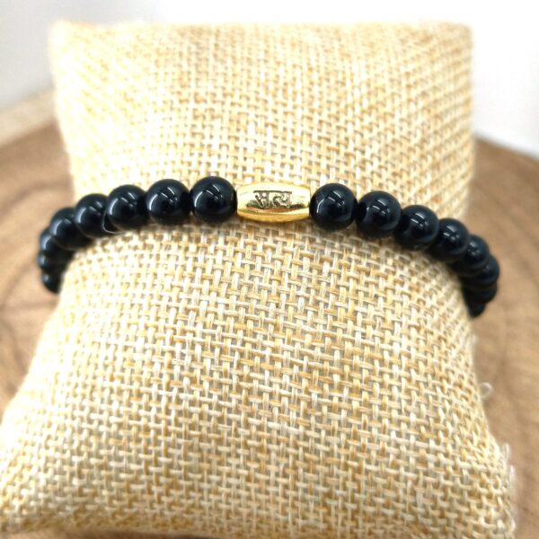 Black Onyx Beads Bracelet | 925 Silver Charm | SHB01 - Image 2