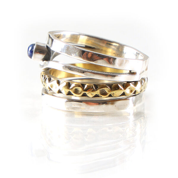Lapis Tow tone Silver Ring SHR143 - Image 3