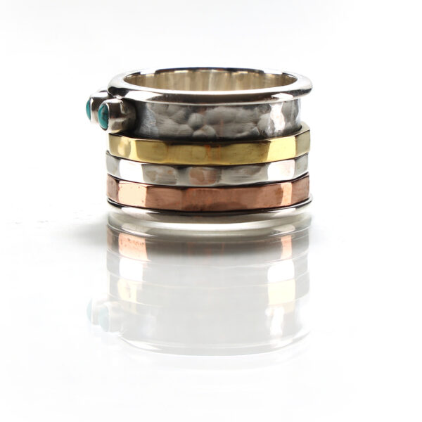 Turquoise Silver Boho Ring SHR146 - Image 3